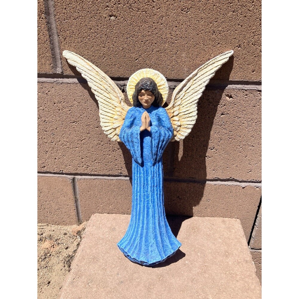 Hand Painted Artist Signed Humble Prayer Angel Resin 15”
